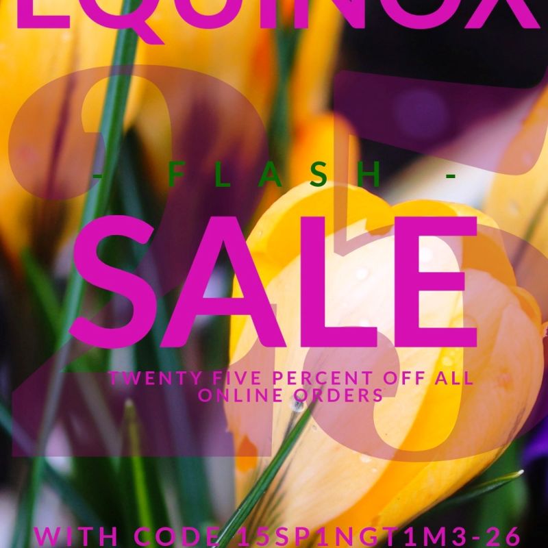 Spring Equinox Flash Sale 25% Off Handcrafted Metaphysical Jewellery with Snowdrop background - Limited Time Offer